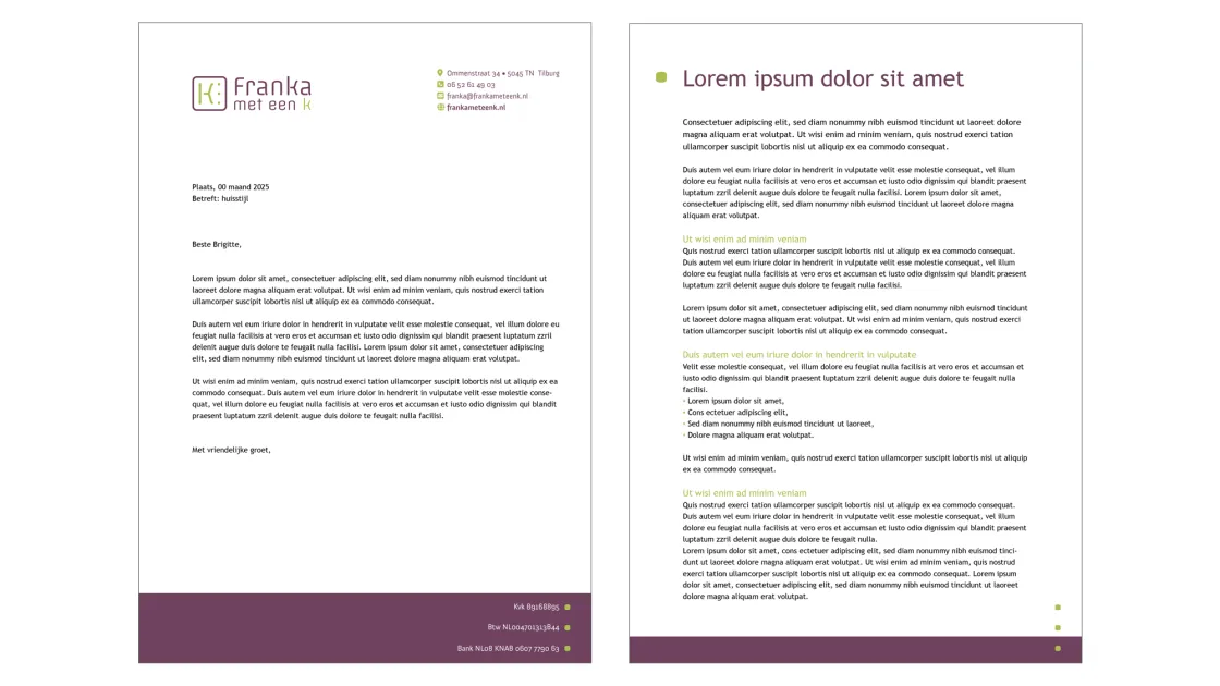 brieftemplate Franka met een k