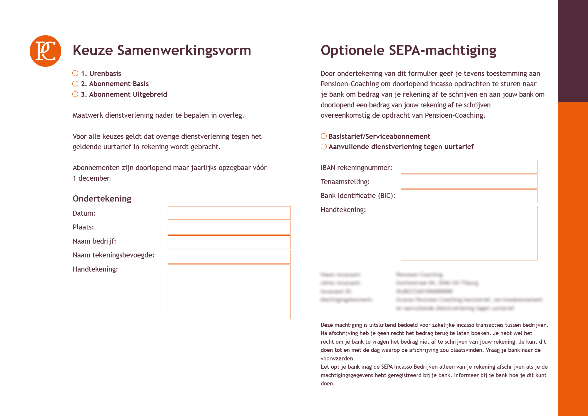 Digitaal formulier Pensioen-Coaching