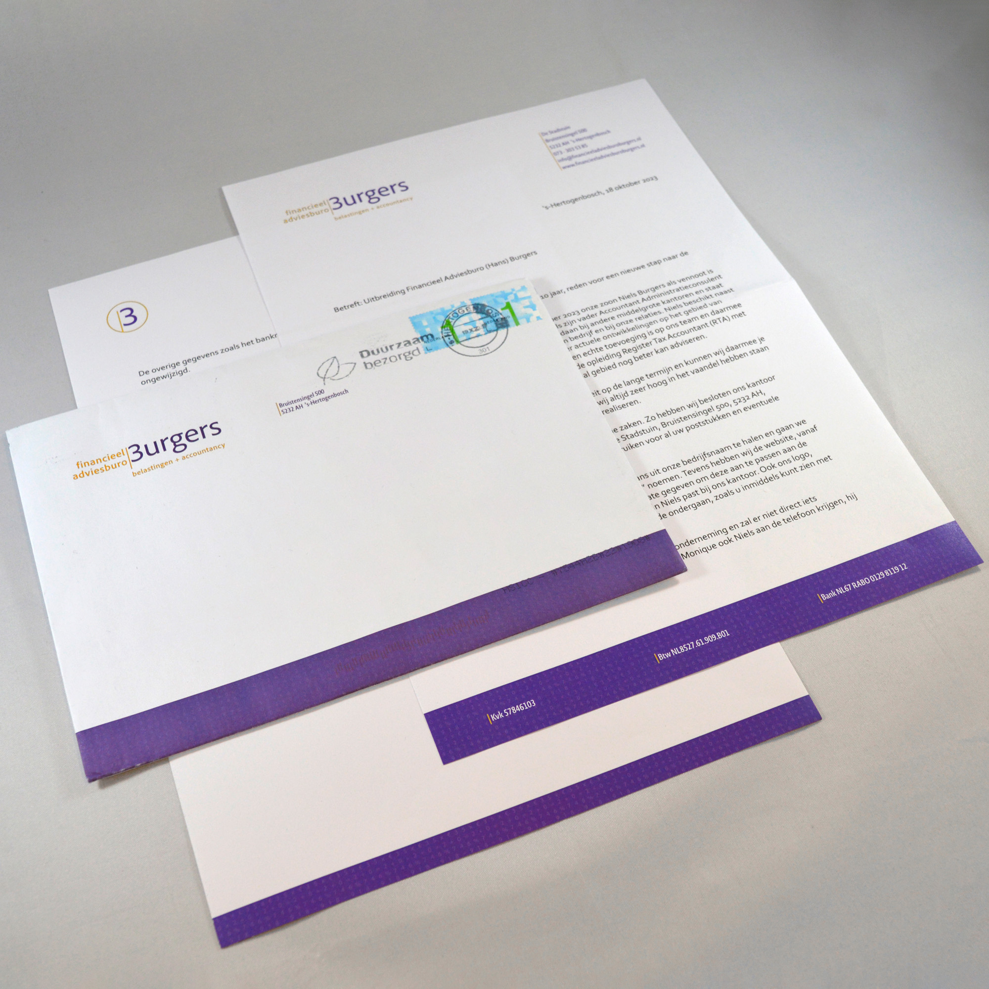 briefpapier en envelop Financieel adviesburo Burgers